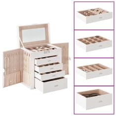 shumee vidaXL Jewellery Box 5-Layer z ogledalom zaklenljiv Bela