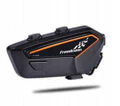 FreedConn FreenConn F1 V2 EU motociklistični interkom, Bluetooth 5.2, IP65, FM radio, 48h pogovora, črn/oranžen, 2 mikrofona