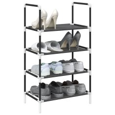 shumee vidaXL Shoe Rack 4-Tier Black 44x28x77 cm Netkana tkanina