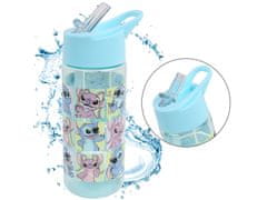 Disney Disney Lilo in Stitch Plastična steklenica s slamico, steklenica za vodo, prozorna 420ml