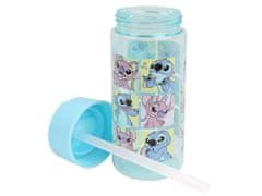 Disney Disney Lilo in Stitch Plastična steklenica s slamico, steklenica za vodo, prozorna 420ml