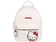 HELLO KITTY Hello Kitty Beli usnjeni nahrbtnik z obeskom za ključe, ženski mestni nahrbtnik 29x24x11 cm 