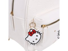 HELLO KITTY Hello Kitty Beli usnjeni nahrbtnik z obeskom za ključe, ženski mestni nahrbtnik 29x24x11 cm 