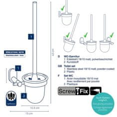 Kela WC ščetka ALESSIO iz nerjavečega jekla 18/10 črna 15,0x12,0x43,0cm KL-22749