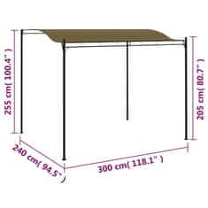 Vidaxl Nadstrešek za senco 3x2,4 m taupe 180 g/m²
