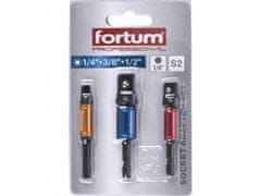 Fortum Adapterji v vrtalnik z vrtljivim ročajem 3ks, 1/4"-3/8"-1/2", S2