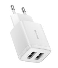 Noname Baseus Compact 2xUSB 10,5W beli omrežni polnilec