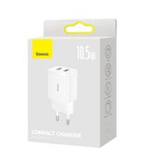 Noname Baseus Compact 2xUSB 10,5W beli omrežni polnilec