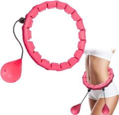 SOLFIT® Hula hop za vadbo, Hulahop obroč z utežmi, Vrtenje uteži, Prilagodljiva velikost pasu (Roza) | SPINSLIM