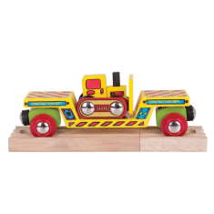 Bigjigs Rail Bigjigs Železniški vagon z buldožerjem + 2 tira