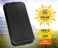 Platinet Solar Powerbank brezžični polnilec, 10.000 mAh, 1xUSB-C, LED luč (PMPB10SPW15)