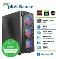 PCplus Gamer Ryzen 5 7600 32GB 1TB NVMe SSD RTX 4060 8GB Windows 11 + Xbox GP gaming namizni računalnik