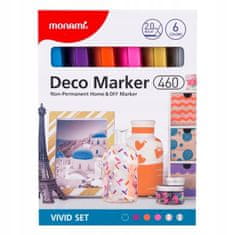 MONAMI MONAMI Deco marker 460, 2 mm, set VIVID, 6 kosov, 20800015020