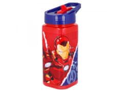 Stor Plastična kvadratna steklenica z izvlečno slamico AVENGERS, Tritan 530ml, 57714