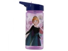 Stor Plastična kvadratna steklenica z izvlečno slamico DISNEY FROZEN, Tritan 510ml, 74214