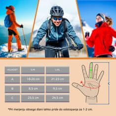 Sport2People Športne Rokavice – Vodoodporne, tople in na dotik (Touch Screen) ter odsevnimi črtami, S/M