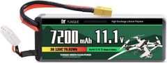 YUNIQUE GREEN-CLEAN 3-celica 11.1V 7200mAh 120C Lipo baterija s priključkom XT90, silikonskim kablom in trdo lupino - velikost 138X46X37 mm, teža 488g - visoka moč za RC modele