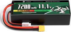 YUNIQUE GREEN-CLEAN 3-celica 11.1V 7200mAh 120C Lipo baterija s priključkom XT90, silikonskim kablom in trdo lupino - velikost 138X46X37 mm, teža 488g - visoka moč za RC modele