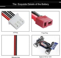 YUNIQUE GREEN-CLEAN 2-celična Lipo baterija 7.4V 6200mAh 50C s priključkom T-PLUG, silikonskim kablom in trdo lupino - Dimenzije 137x46x24 mm, teža 246g - Visoka moč za RC modele