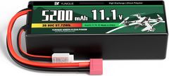 YUNIQUE GREEN-CLEAN 3-celica 11.1V 5200mAh 80C Lipo baterija s T-vtičnim priključkom, silikonskim kablom in trdo lupino - Dimenzije 138x47x36 mm, Teža 359g - Visoka moč za RC modele