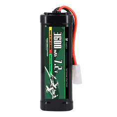 YUNIQUE GREEN-CLEAN Polnilna NiMH baterija 7.2V 3600mAh s priključkom Tamiya in silikonskim kablom - 6 celic - Dimenzije 135x47x24 mm - Napajanje za RC modele