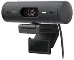 Logitech Webcam BRIO 500, Full HD, 4x zoom, RightLight 4 s HDR, grafitna, USB-C