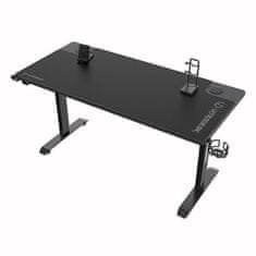 Ultradesk Gaming miza MOMENTUM črna, 152,5x70 cm, 75,5 cm, z XXL podlogo za miško, držalom za slušalke, pijačo in mobilni telefon