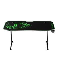 Ultradesk Gaming miza FRAG XXL zelena, 160 x 75 cm, 75 cm, držalo za pijačo in slušalke, 4x USB, stojalo BEAM, s polno površino XXL miške