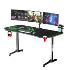 Ultradesk Gaming miza FRAG XXL zelena, 160 x 75 cm, 75 cm, držalo za pijačo in slušalke, 4x USB, stojalo BEAM, s polno površino XXL miške