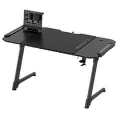 Ultradesk Gaming miza SPACE XXL V2 črna, 144x70 cm, 75 cm, LED RGB osvetlitev s ploščo na dotik, z XXL podlogo za miško