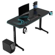 Ultradesk Gaming miza FRAG - BLUE V3, 140x60 cm, 76 cm, z XXL podlogo za miško, 4x USB, z ultradesk BEAM, držalo za pijačo in slušalke