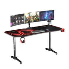 Ultradesk Gaming miza FRAG XXL rdeča, 160 x 75 cm, 75 cm, držalo za pijačo in slušalke, 4x USB, stojalo BEAM, s polno površino XXL podloge za miško