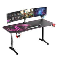 Ultradesk Gaming miza FRAG XXL roza, 160 x 75 cm, 75 cm, držalo za pijačo in slušalke, 4x USB, stojalo BEAM, s polno površino XXL za miško