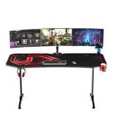 Ultradesk Gaming miza FRAG XXL rdeča, 160 x 75 cm, 75 cm, držalo za pijačo in slušalke, 4x USB, stojalo BEAM, s polno površino XXL podloge za miško