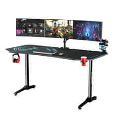 Ultradesk Gaming miza FRAG XXL modra, 160 x 75 cm, 75 cm, držalo za pijačo in slušalke, 4x USB, stojalo BEAM, s polno površino XXL za miško