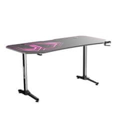 Ultradesk Gaming miza FRAG XXL roza, 160 x 75 cm, 75 cm, držalo za pijačo in slušalke, 4x USB, stojalo BEAM, s polno površino XXL za miško