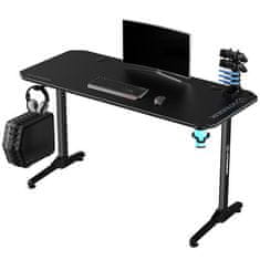 Ultradesk Gaming miza FRAG - ČRNA V3, 140x60 cm, 76 cm, z XXL podlogo za miško, 4xUSB, z ultradesk BEAM, držalom za pijačo in slušalke