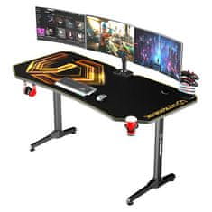 Ultradesk Gaming miza FRAG XXL GOLD, 160 x 75 cm, 75 cm, držalo za pijačo in slušalke, 4x USB, stojalo BEAM, s polno površino XXL pa za miško