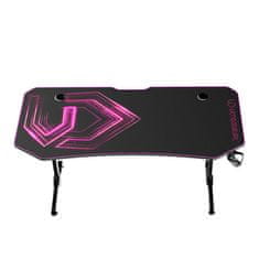 Ultradesk Gaming miza FRAG XXL roza, 160 x 75 cm, 75 cm, držalo za pijačo in slušalke, 4x USB, stojalo BEAM, s polno površino XXL za miško