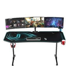 Ultradesk Gaming miza FRAG XXL modra, 160 x 75 cm, 75 cm, držalo za pijačo in slušalke, 4x USB, stojalo BEAM, s polno površino XXL za miško