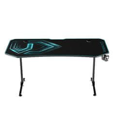 Ultradesk Gaming miza FRAG XXL modra, 160 x 75 cm, 75 cm, držalo za pijačo in slušalke, 4x USB, stojalo BEAM, s polno površino XXL za miško