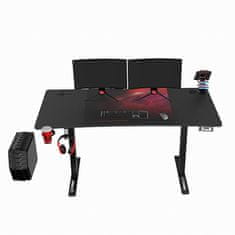 Ultradesk Gaming miza LEVEL V2 rdeča, 140x68cm, 72-117cm, električno nastavljiva višina, z XXL podlogo za miško, pijačo in slušalkami