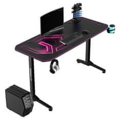 Ultradesk Gaming miza FRAG roza V3, 140x60 cm, 76 cm, z XXL podlogo za miško, 4xUSB, z ultradesk BEAM, držalom za pijačo in slušalke