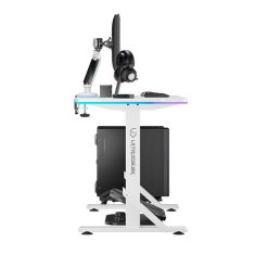 Ultradesk Gaming miza IRON WHITE, 132,5x60,5 cm, 71-81 cm, mehansko nastavljiva višina, RGB osvetlitev