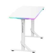 Ultradesk Gaming miza IRON WHITE, 132,5x60,5 cm, 71-81 cm, mehansko nastavljiva višina, RGB osvetlitev