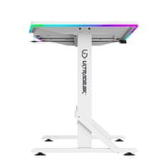 Ultradesk Gaming miza IRON WHITE, 132,5x60,5 cm, 71-81 cm, mehansko nastavljiva višina, RGB osvetlitev