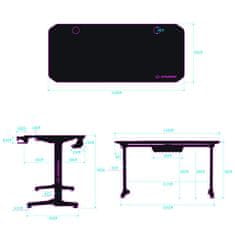 Ultradesk Gaming miza FRAG roza V3, 140x60 cm, 76 cm, z XXL podlogo za miško, 4xUSB, z ultradesk BEAM, držalom za pijačo in slušalke