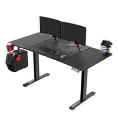 Ultradesk Gaming miza LEVEL V2, 140x68cm, 72-117cm, električno nastavljiva višina, z XXL podlogo za miško, pijačo in držalom za slušalke