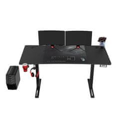 Ultradesk Gaming miza LEVEL V2, 140x68cm, 72-117cm, električno nastavljiva višina, z XXL podlogo za miško, pijačo in držalom za slušalke