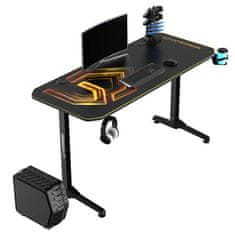 Ultradesk Gaming miza FRAG - GOLD V3, 140x60 cm, 76 cm, z XXL podlogo za miško, 4x USB, z ultradesk BEAM, držalom za pijačo in slušalke